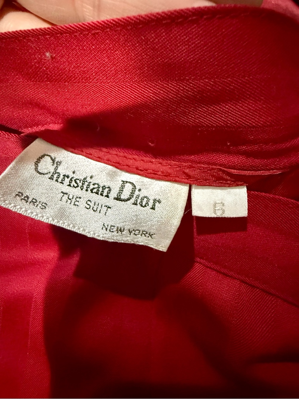 Vintage Christian Dior The Suit Red 2 Piece Jacket & Skirt Set size 6